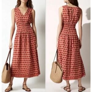 NWT J. Crew Hyacinth Dress in Red Orange Multi M